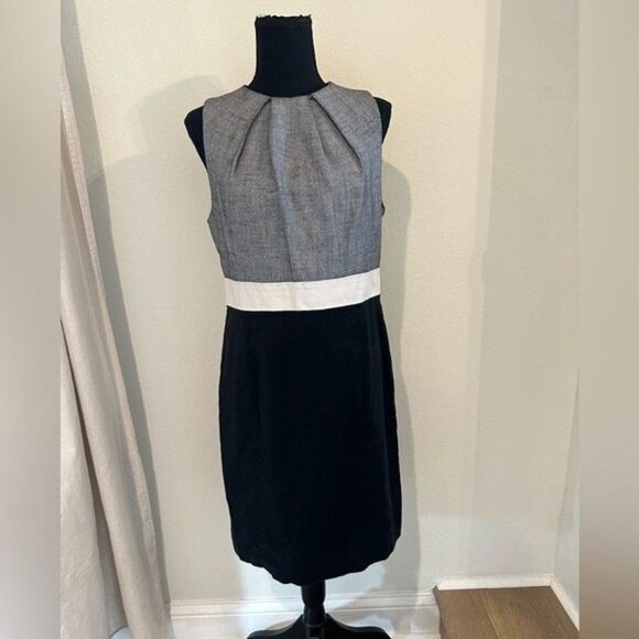 L'agence | Color Block Sheath Dress Linen Lambskin Size 10 - Picture 2 of 13